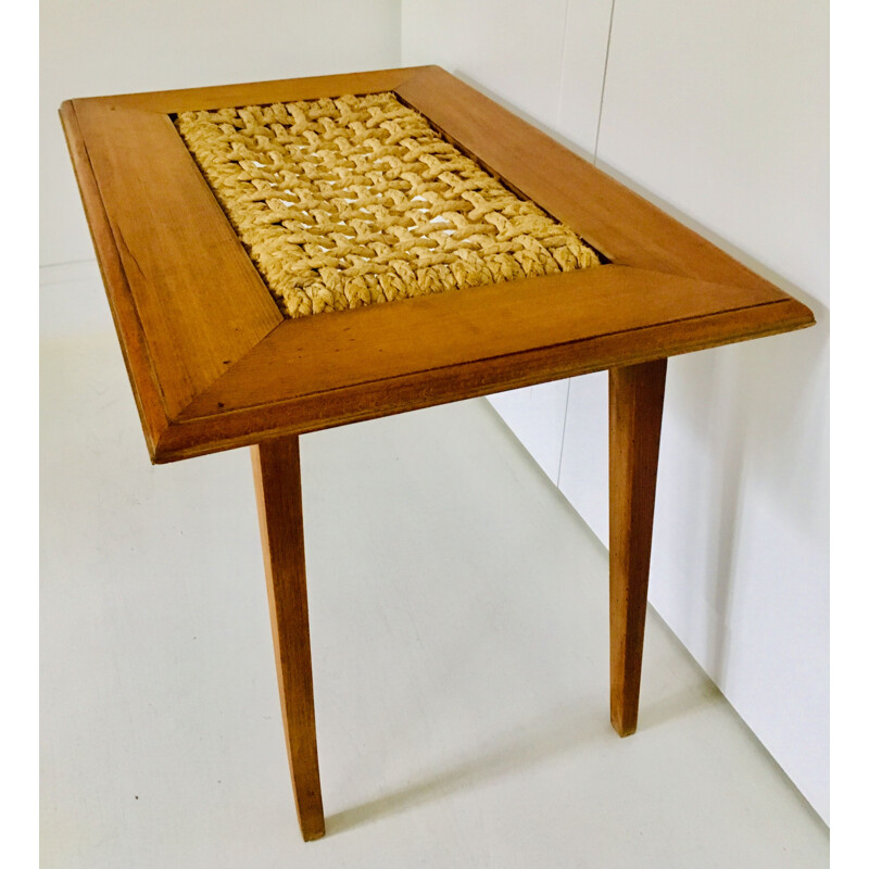 Table basse vintage en hêtre par Adrien Audoux et Frida Minet, 1950