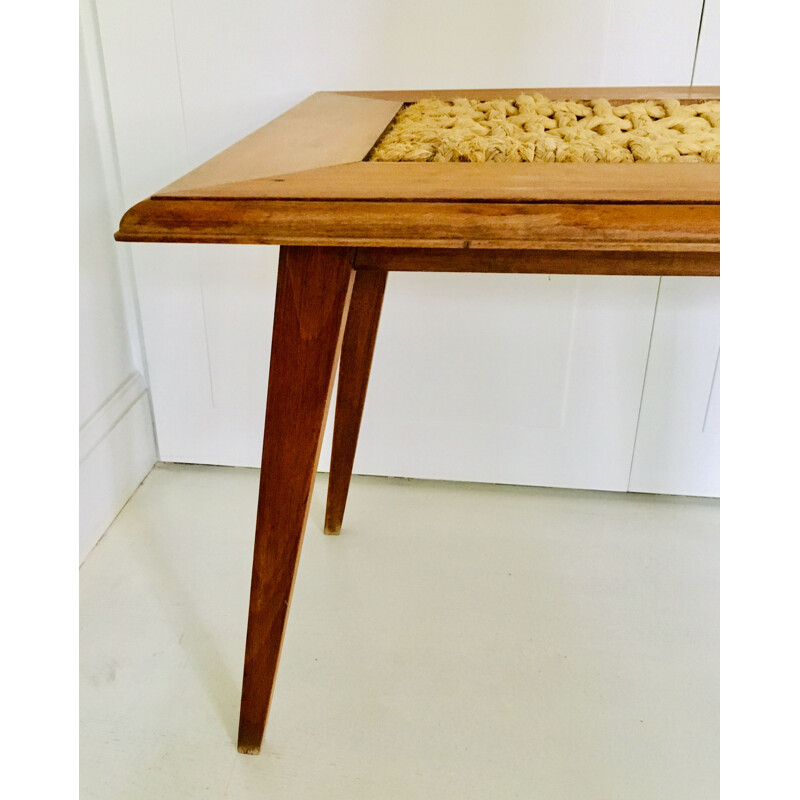 Table basse vintage en hêtre par Adrien Audoux et Frida Minet, 1950