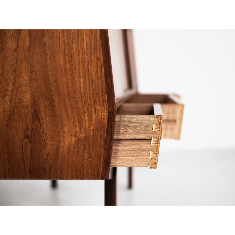  Vintage danish highboard in teak with 4 sliding doors 1960