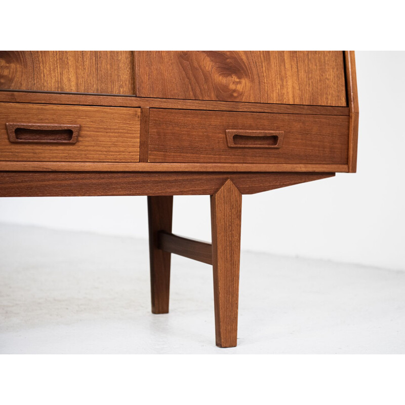  Vintage danish highboard in teak with 4 sliding doors 1960