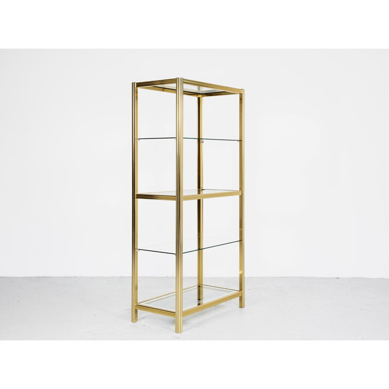 Vintage Italian glass and brass shelf by Renato Zevi 1970