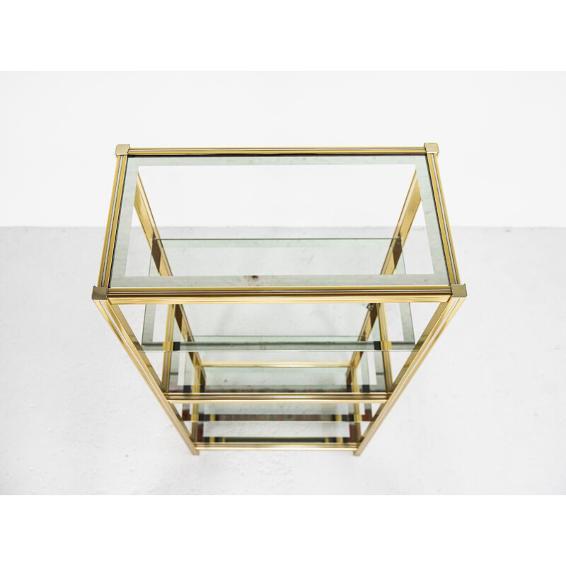 Vintage Italian glass and brass shelf by Renato Zevi 1970