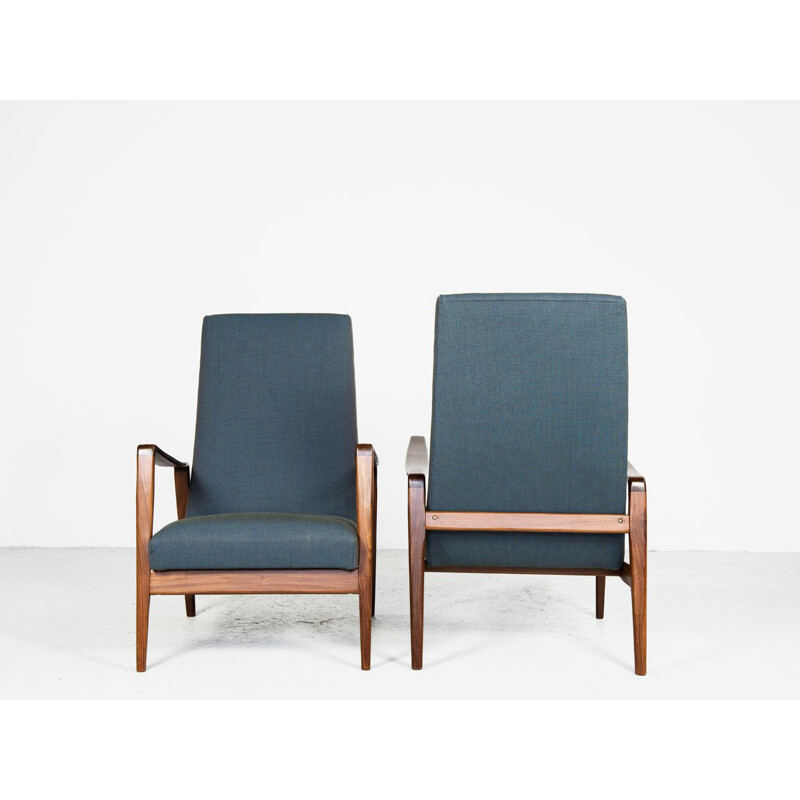 Paire de chaises fvintage en teck par Arne Wahl Iversen en tissu Kvadrat 1960