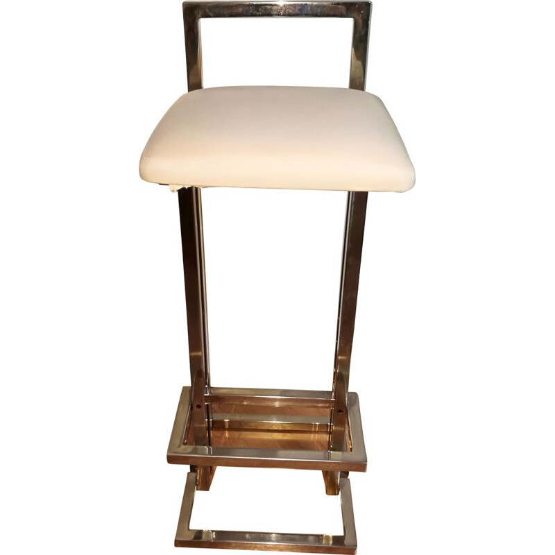 Vintage golden Belgo Chrome stool, 1970s