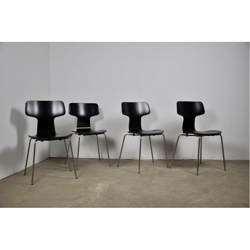 Set of 4 vintage model 3103 Hammer chair by Arne Jacobsen for Fritz Hansen, 1960