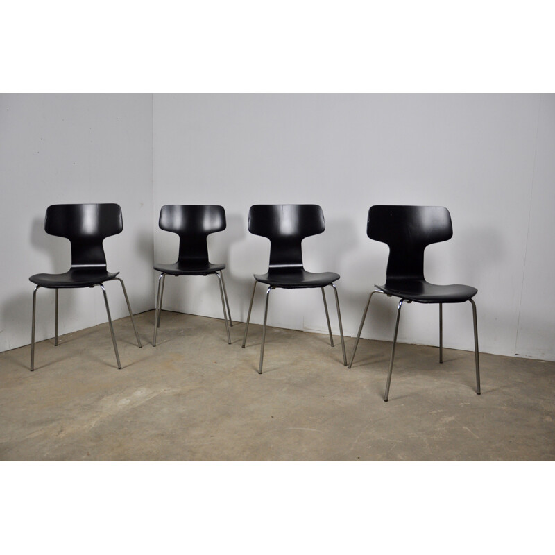 Ensemble de 4 chaises vintage model 3103 Hammer par Arne Jacobsen pour Fritz Hansen, 1960