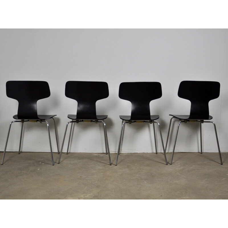 Set of 4 vintage model 3103 Hammer chair by Arne Jacobsen for Fritz Hansen, 1960