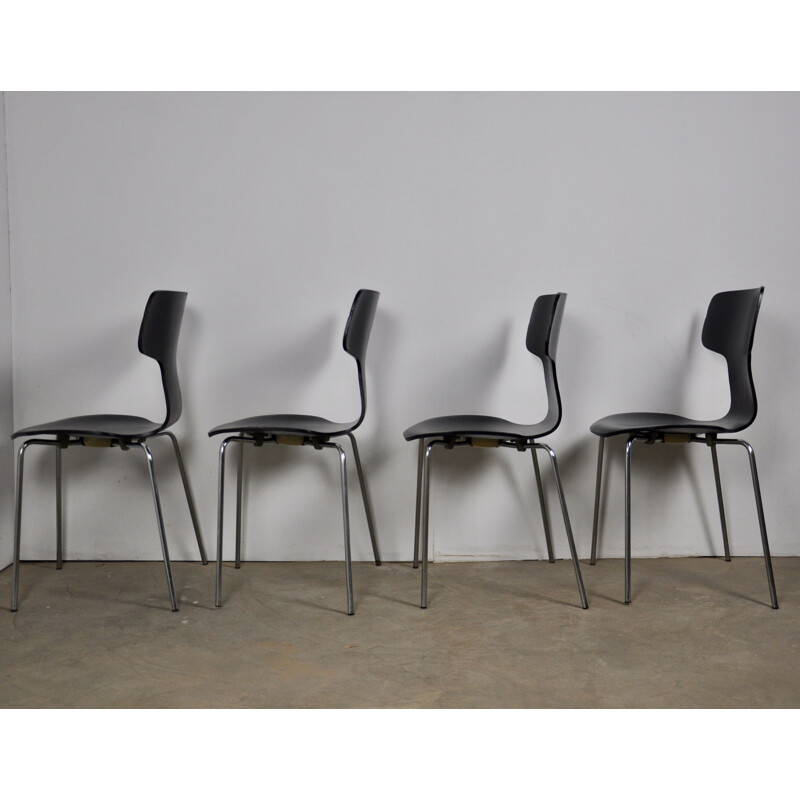 Set of 4 vintage model 3103 Hammer chair by Arne Jacobsen for Fritz Hansen, 1960