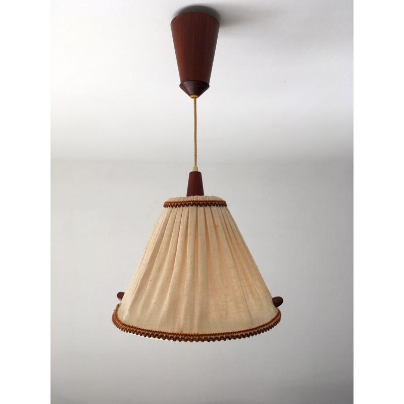 Scandinavian vintage teak pendant light, 1960s