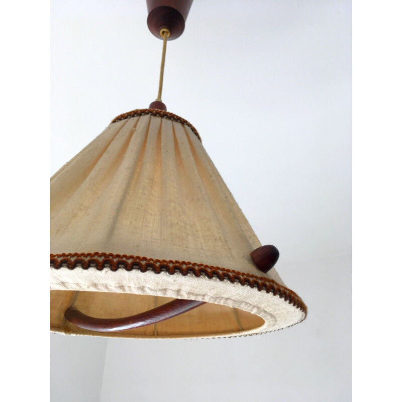 Scandinavian vintage teak pendant light, 1960s