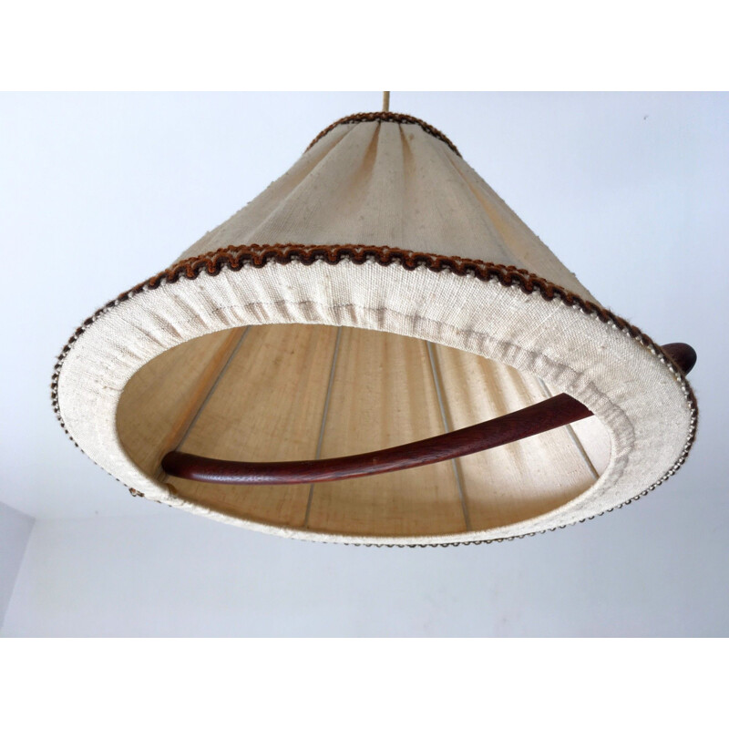 Scandinavian vintage teak pendant light, 1960s