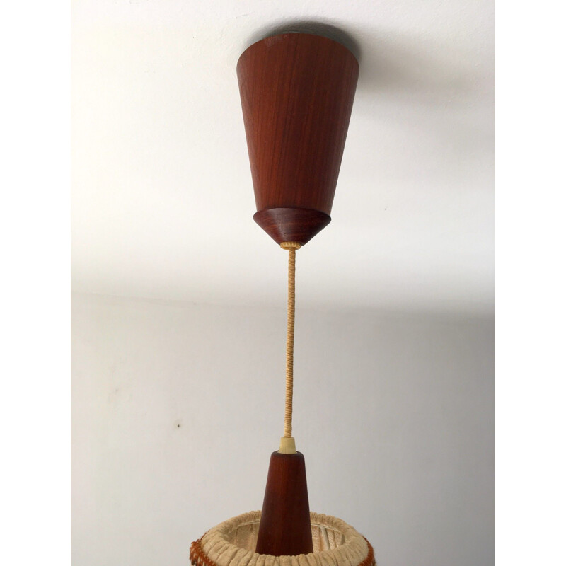 Scandinavian vintage teak pendant light, 1960s