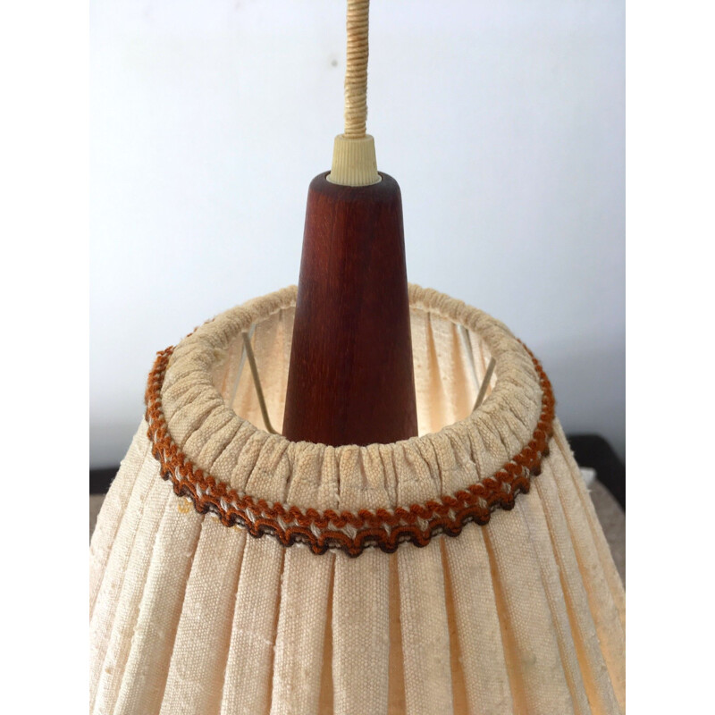 Scandinavian vintage teak pendant light, 1960s