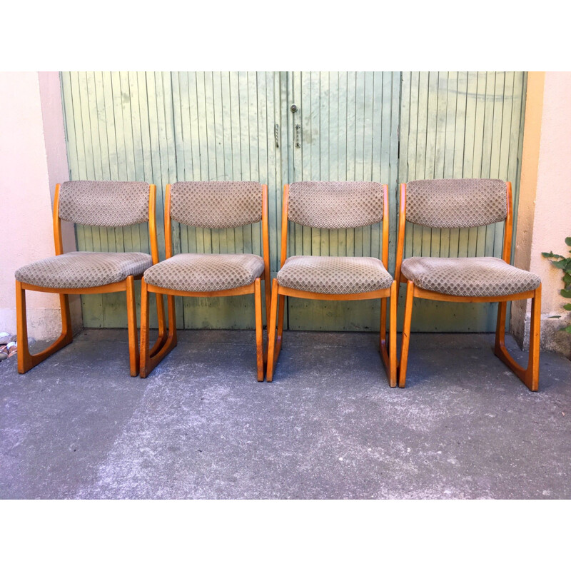 Set of 4 vintage sled chairs by Self, 1960