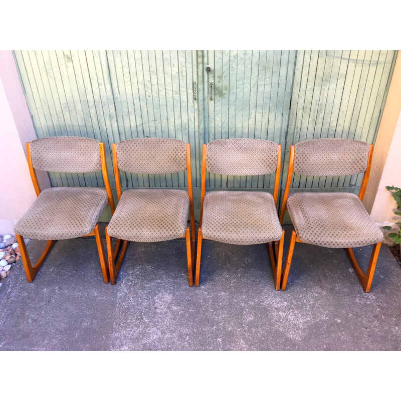 Set of 4 vintage sled chairs by Self, 1960