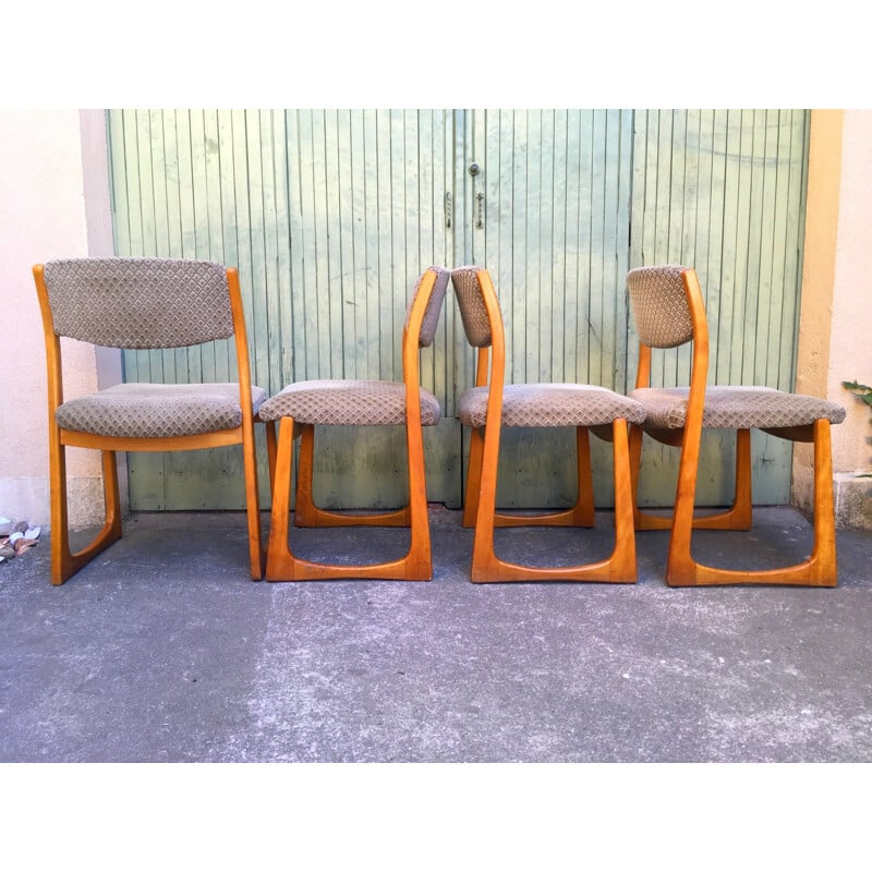 Ensemble de 4 chaises vintage traîneau par Self, 1960