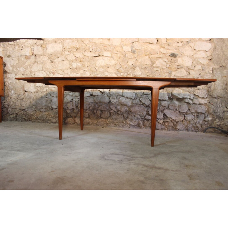 Vintage rectangular teak table with 2 extension spieces, Scandinavian style, 1960s