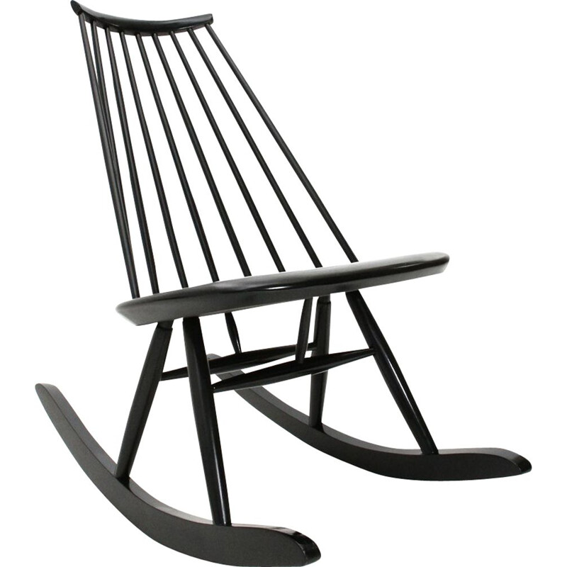 Vintage black "Mademoiselle" rocking chair by Ilmari Tapiovaara for Artek, 1950s
