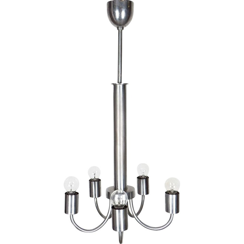 Vintage chromed steel chandelier 1930s