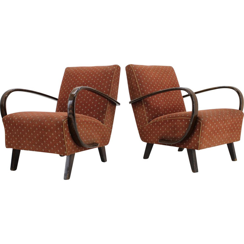 Set of 2 vintage Armchairs by Jindrich Halabala 1950s