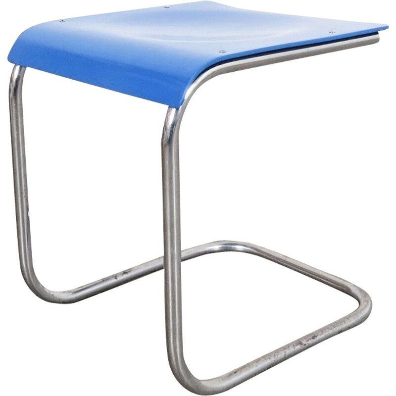 Vintage blue stool, bauhaus style, 1930