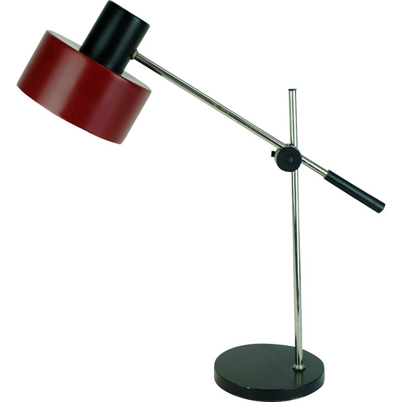 Red and black metal chrome vintage desk lamp by Gura, 1960s