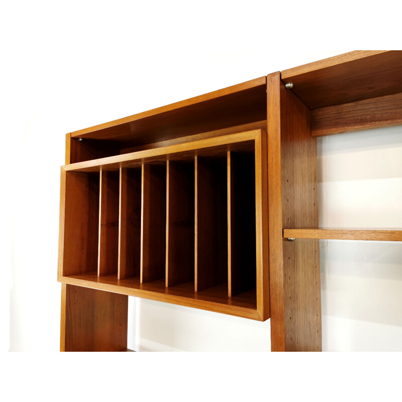 Vintage modular wall unit in teak by Poul Cadovius, Denmark, 1960s