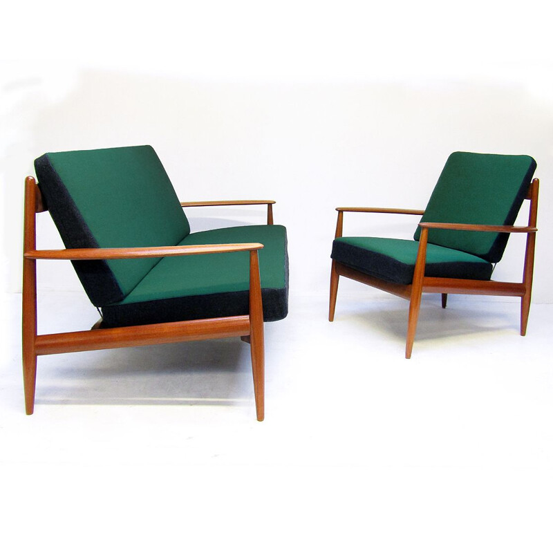 Dänisches Vintage-Sofa und Stuhl von Grete Jalk, Modell FD-118, 1950