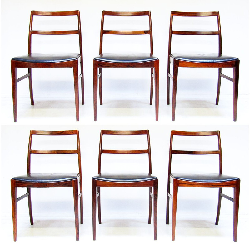 Set of 6 danish dining chairs in rosewood by Arne Vodder for Sibast, 1960s