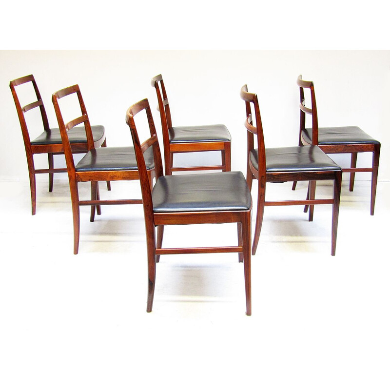 Set of 6 danish dining chairs in rosewood by Arne Vodder for Sibast, 1960s