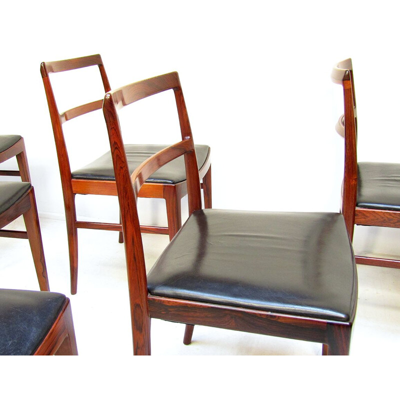 Set of 6 danish dining chairs in rosewood by Arne Vodder for Sibast, 1960s