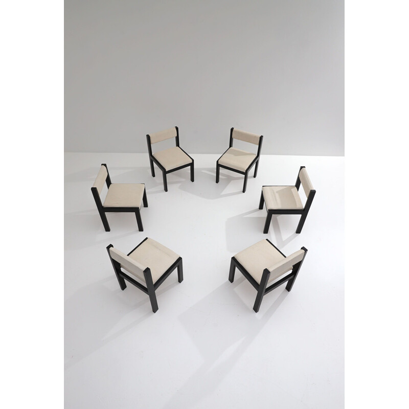 Set of 6 vintage wooden chairs, 1970s