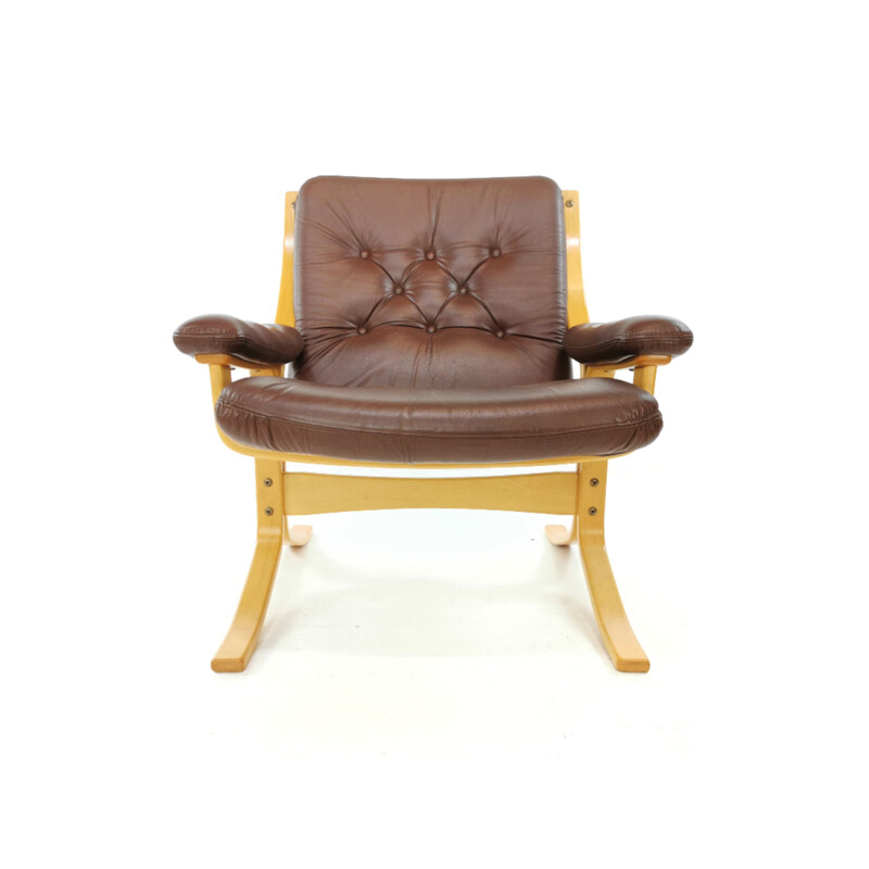 Leather vintage armchair by Ekornes, 1970s