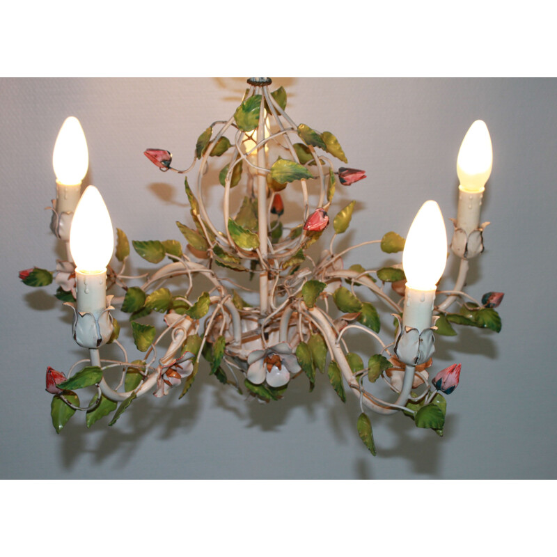 Vintage vegetable chandelier in painted metal, 1960s