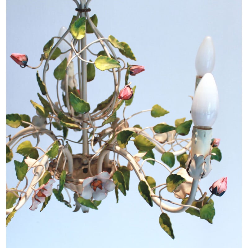 Vintage vegetable chandelier in painted metal, 1960s