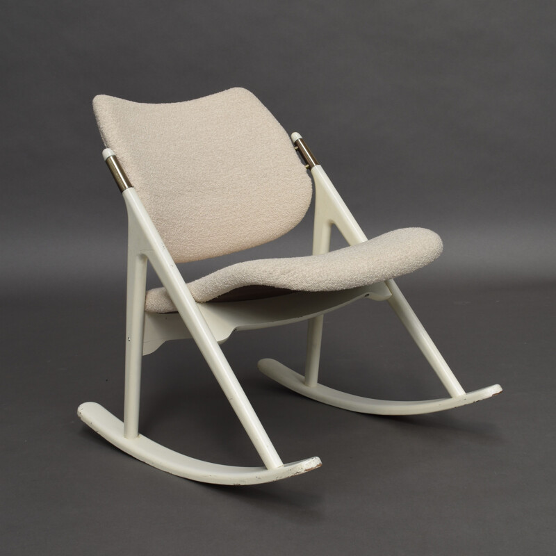 Vintage rocking chair with brass details by Olav Haug, 1950s