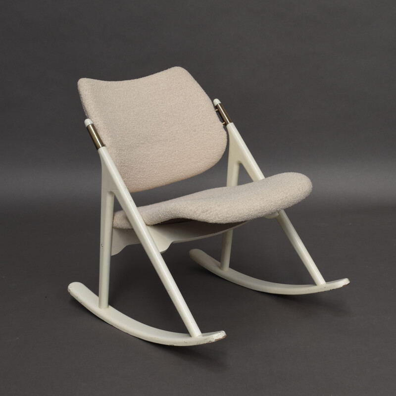 Vintage rocking chair with brass details by Olav Haug, 1950s