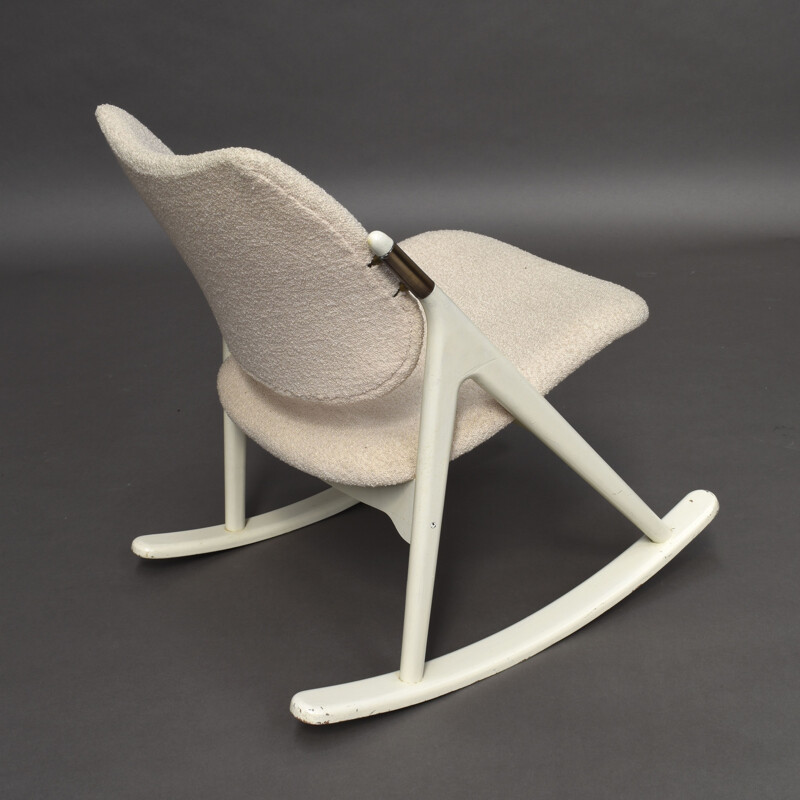 Vintage rocking chair with brass details by Olav Haug, 1950s