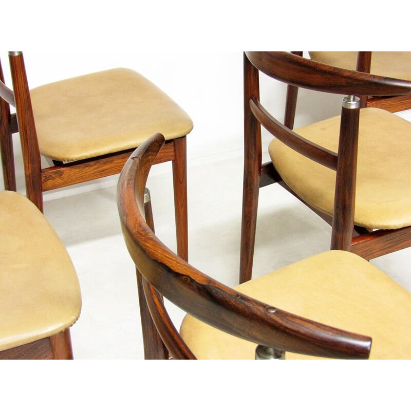Set of 6 danish vintage dining chairs in rosewood by Helge Sibast and Børge Rammeskov, 1960s