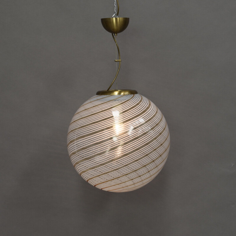 Vintage Hanging Lamp in Murano Glass by Venini, Italy, 1970