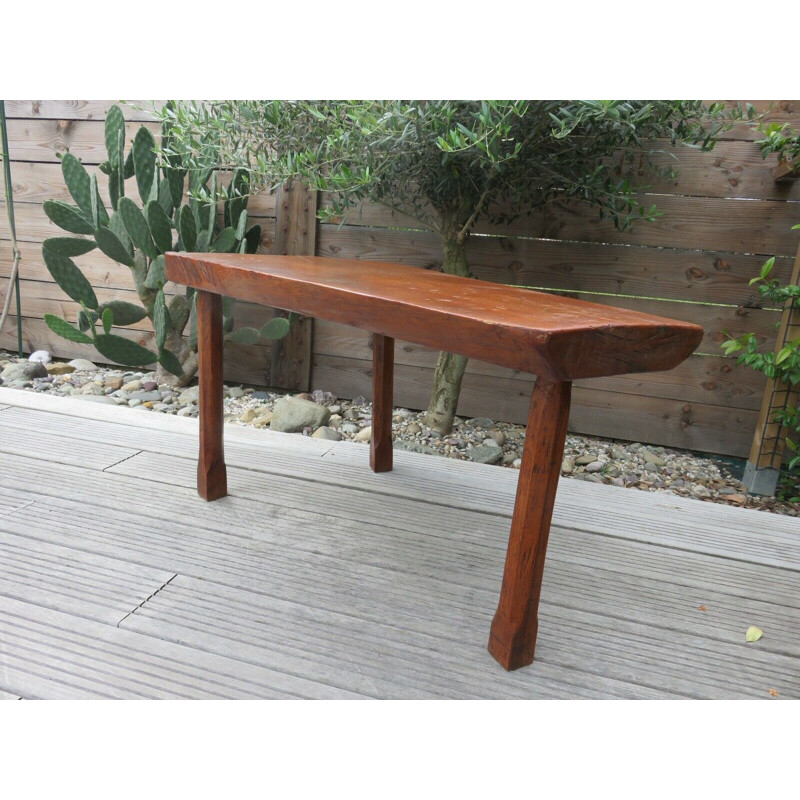 Vintage tripod coffee table in solid oak, 1960s