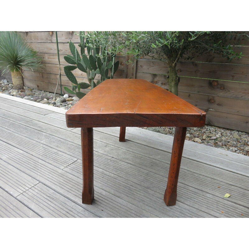 Vintage tripod coffee table in solid oak, 1960s