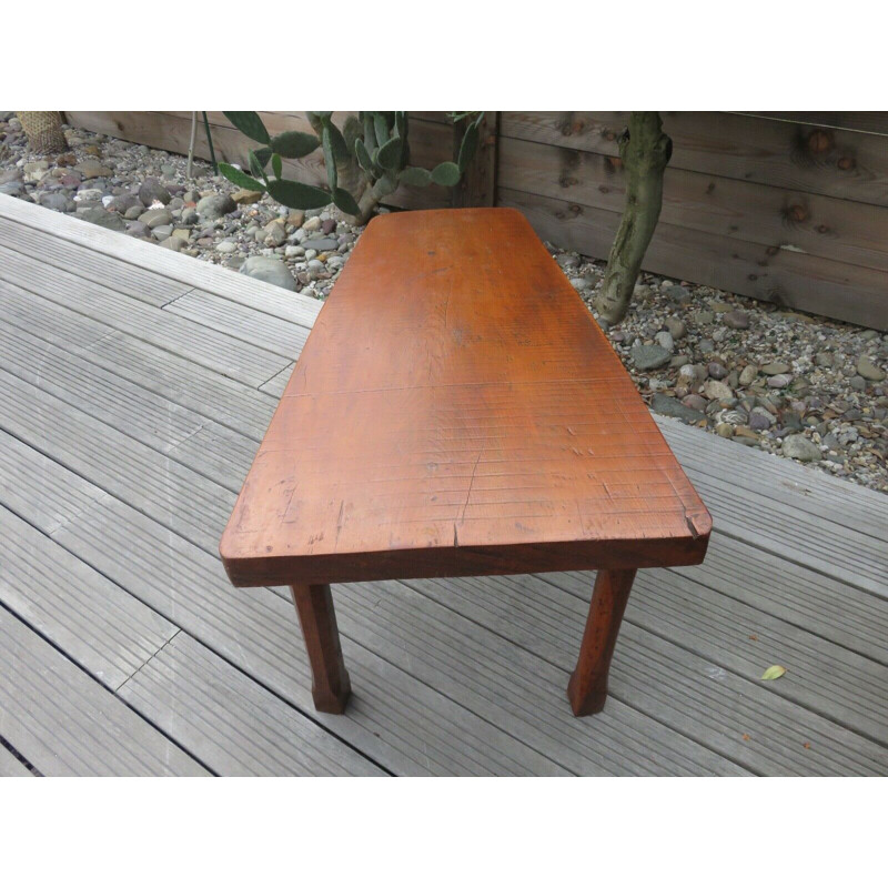 Vintage tripod coffee table in solid oak, 1960s