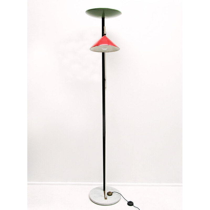 Lampadaire vintage à double plancher, Italie 1950