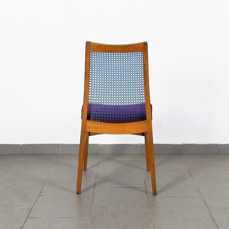 Juego de 4 sillones vintage de madera rosa y azul, Checoslovaquia, 1960