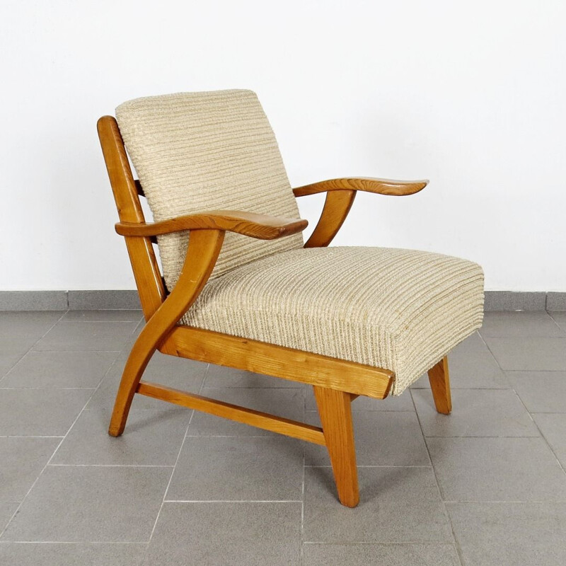 Set of 2 vintage wooden armchairs, Czechoslovakia