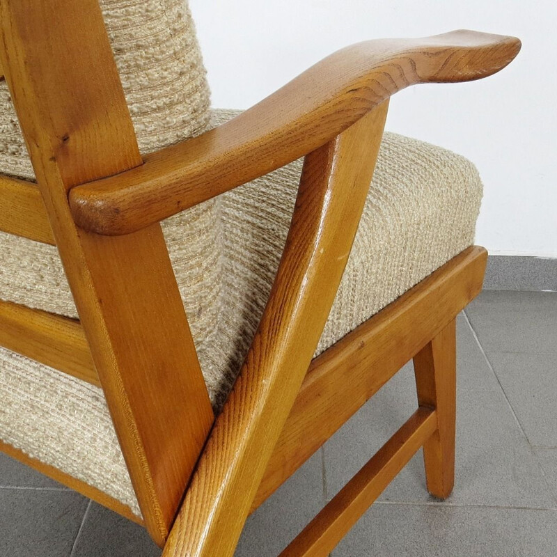 Set of 2 vintage wooden armchairs, Czechoslovakia