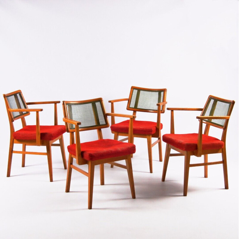 Ensemble de 4 chaises vintage, Tchécoslovaquie, 1960
