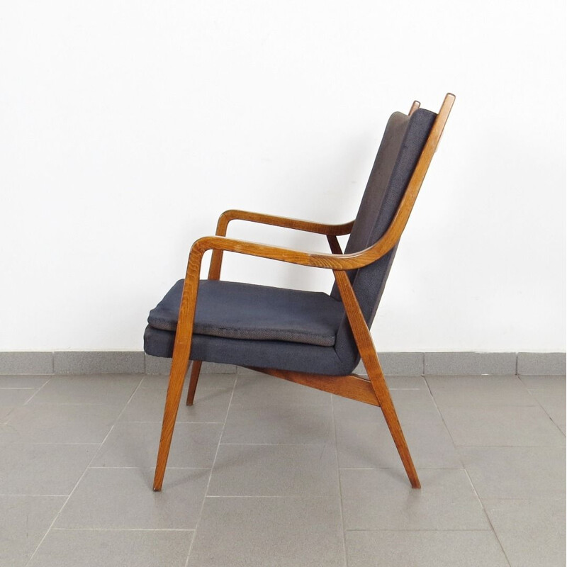 Set of 2 navy blue-grey armchairs, Czechoslovakia, 1960s