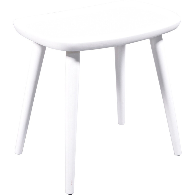 StolAB white stool in birchwood, Yngve EKSTROM - 1950s